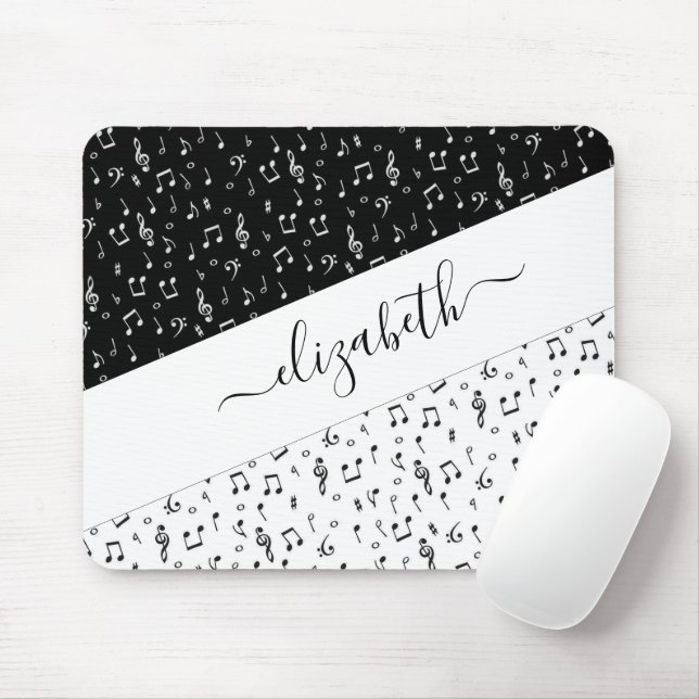 Black and white musical personalised   mouse pad (With Mouse)