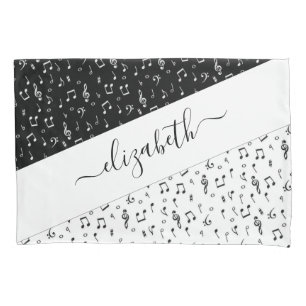 Black and white musical personalised   pillowcase
