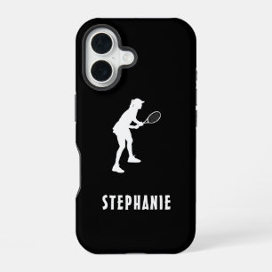 Black And White Name Female Tennis Player Racket iPhone 16 Case