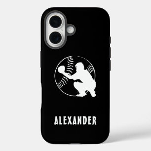 Black And White Name Male Player Baseball Catcher iPhone 16 Case