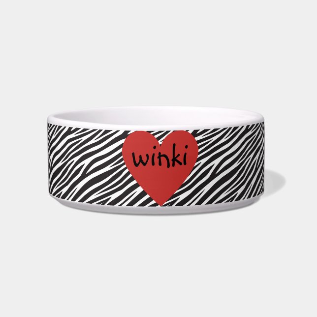 black and white  name Modern Minimalist Pet Bowl (Front)