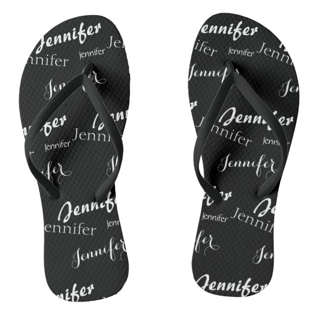 Black and white name  pattern  jandals (Footbed)