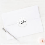 Black and White Names Wedding  Classic Round Sticker<br><div class="desc">Small round stickers coordinate with our Modern Photo Wedding Collection and feature your initials and a large ampersand outlined with a fine line circle. Perfect for envelope seals,  favours and more. MATCHING items in our collection.</div>
