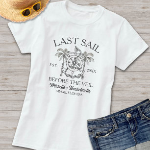Black And White Nautical Line Art Bachelorette T-Shirt