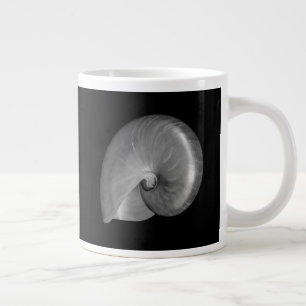 Black and White Nautilus Shell Large Coffee Mug