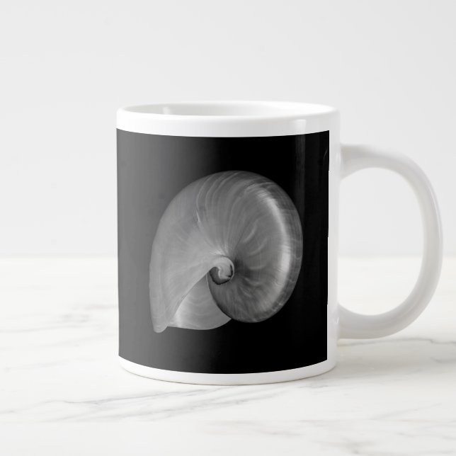 Black and White Nautilus Shell Large Coffee Mug (Right)