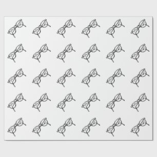 BLACK AND WHITE NERD GLASSES PATTERN WRAPPING PAPER