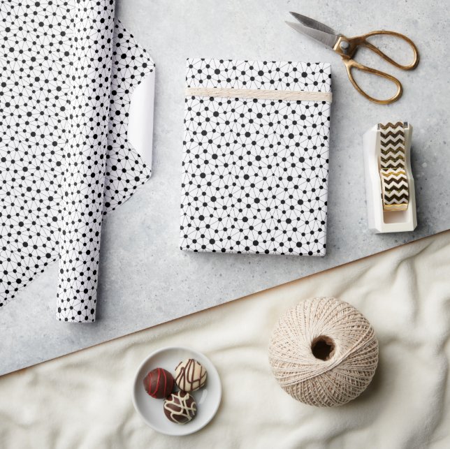 Black and white network with lines and dots wrapping paper (Crafts)