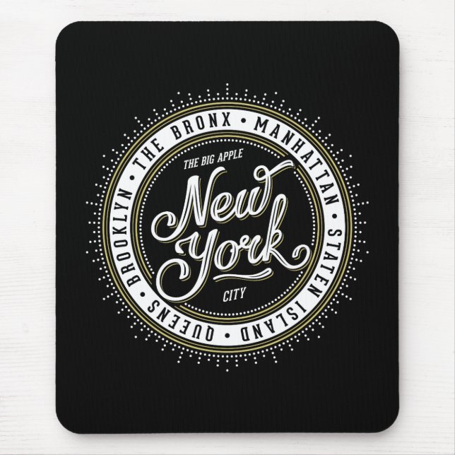 Black and White New York City Logo Mouse Pad (Front)