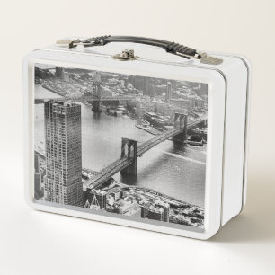 Black and White New York City Metal Lunch Box