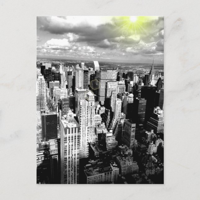 Black and White New York City Skyline Postcard (Front)