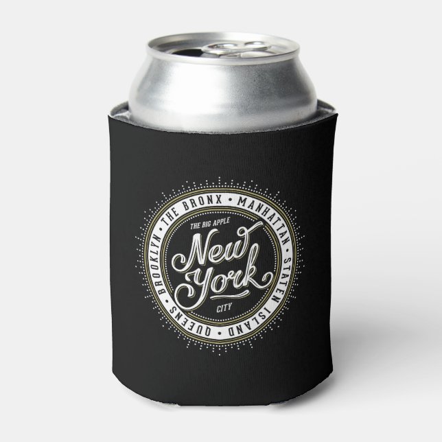 Black and White New York City Theme Logo Can Cooler (Can Front)