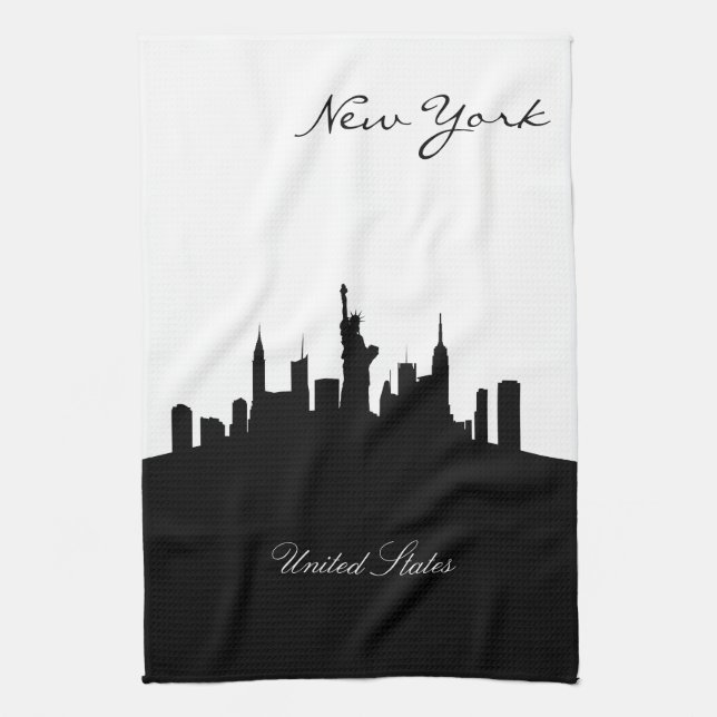 Black and White New York Skyline Tea Towel (Vertical)