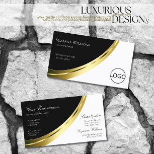 Black and White Noble Gold Decor with Logo Modern Business Card