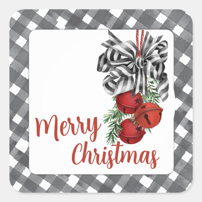 Black and White Noël Square Sticker (Front)