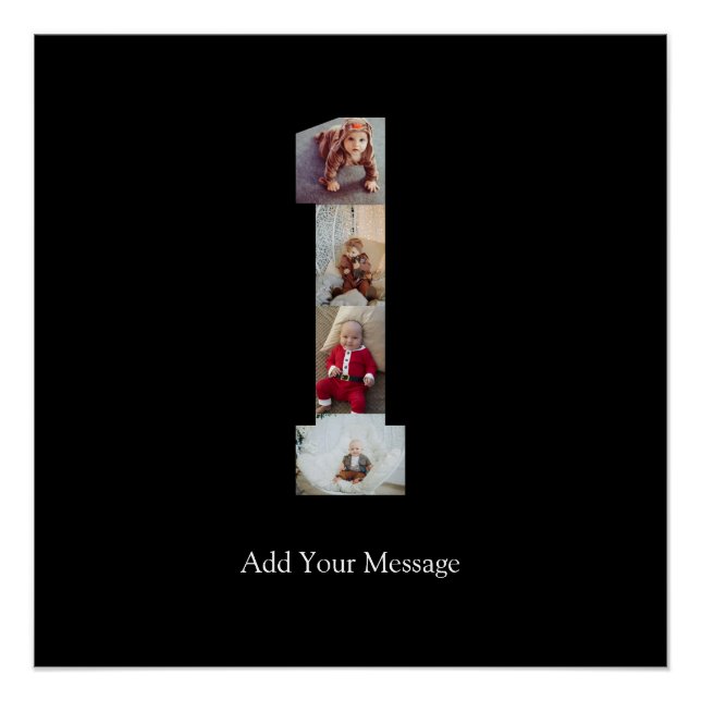 Black and White Number 1 Photo Collage Poster (Front)