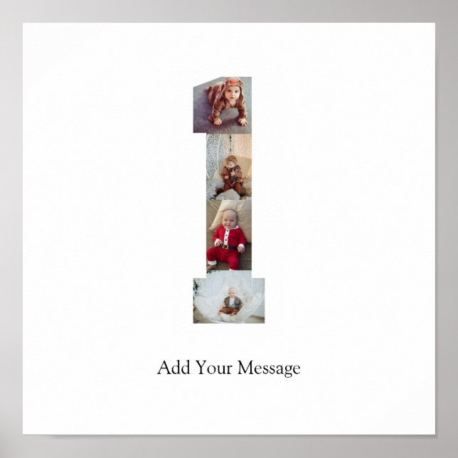 Black and White Number 1 Photo Collage Poster (Front)