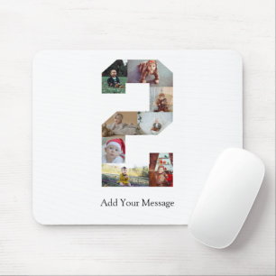 Black and White Number 2 Photo Collage Mouse Pad
