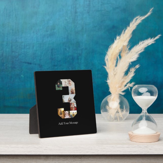 Black and White Number 3 Photo Collage Plaque (Insitu)