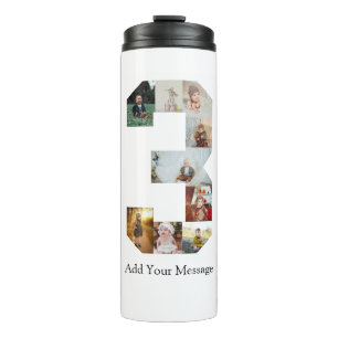 Black and White Number 3 Photo Collage Thermal Tumbler