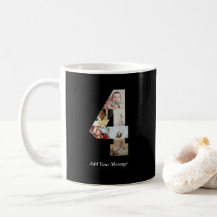 Black and White Number 4 Photo Collage Coffee Mug