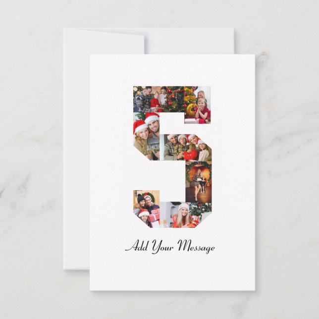 Black and White Number 5 Photo Collage Card (Front)