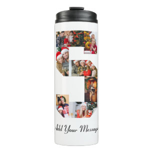 Black and White Number 5 Photo Collage Thermal Tumbler
