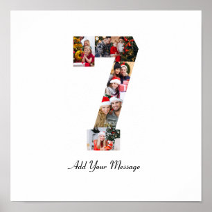 Black and White Number 7 Photo Collage Poster
