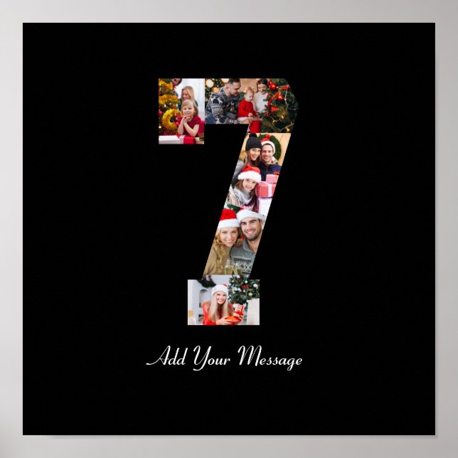 Black and White Number 7 Photo Collage Poster (Front)