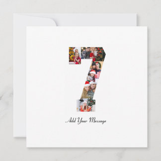 Black and White Number 7 Photo Collage Thank You Card