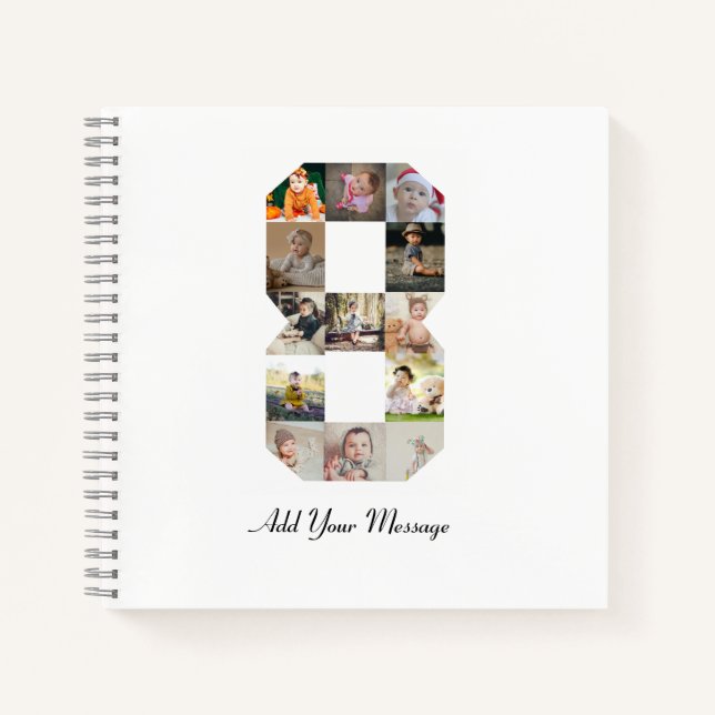 Black and White Number 8 Photo Collage Notebook (Front)