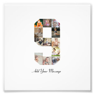 Black and White Number 9 Photo Collage