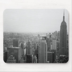 Black and White NYC Skyline Cityscape Mouse Pad