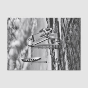 Black and White Oilfield Pumping Unit Tissue Paper