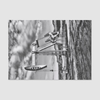 Black and White Oilfield Pumping Unit Tissue Paper