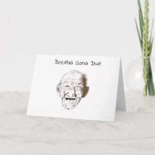 Black and white old man with Irish happy birthday Card