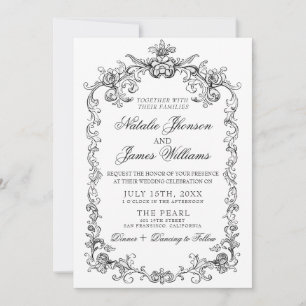 Black And White Old Money Photo QR Code Wedding Invitation