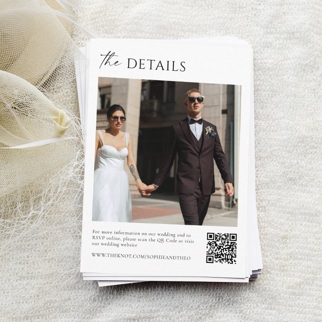 Black and White Old Money Wedding Details Qr Code Enclosure Card (Creator Uploaded)