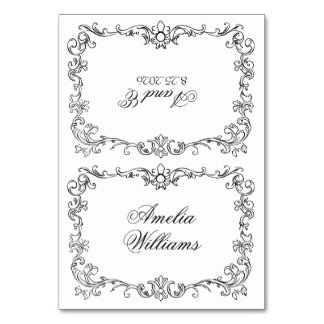 Black And White Old Money Wedding Place Cards