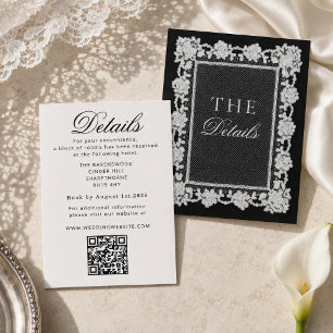 Black and white Old Money Wedding QR Details Enclosure Card
