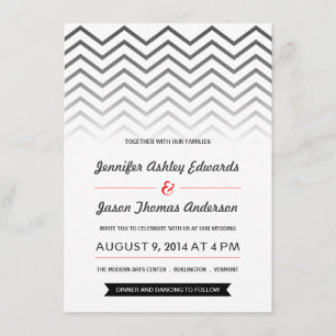 Black and White Ombre Chevron Wedding Invitations