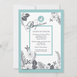 Black and White on Blue Invitation