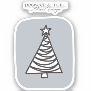 Black and White on Grey Doodle Christmas Tree