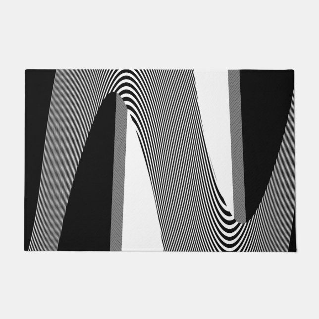 Black And White Op Art Design, Door Mat (Front)