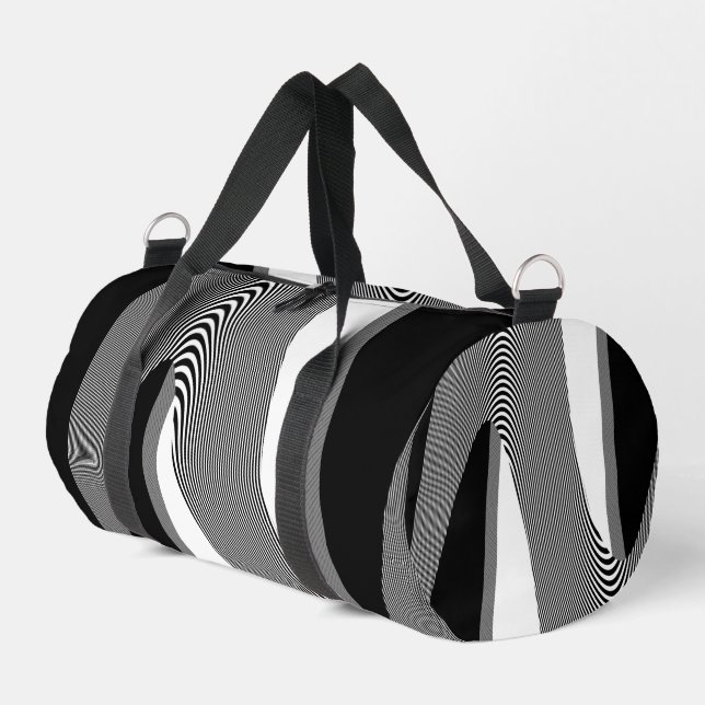 Black And White Op Art Design, Duffle Bag (Left Corner)