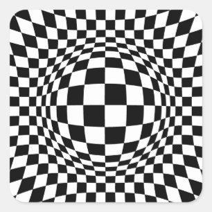 Black and White Op Art Square Square Sticker
