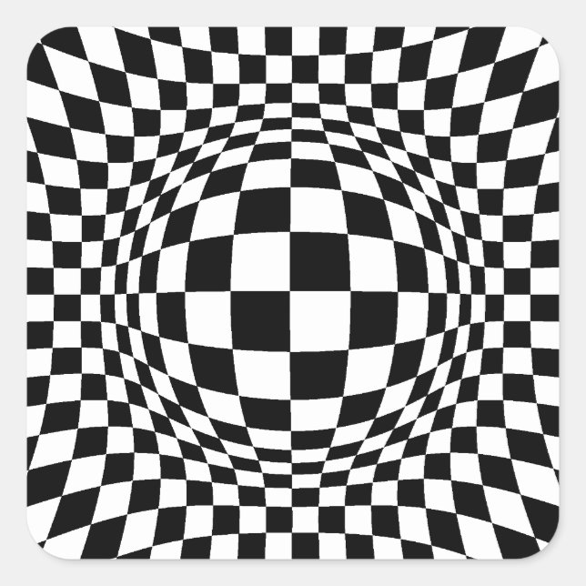Black and White Op Art Square Sticker (Front)