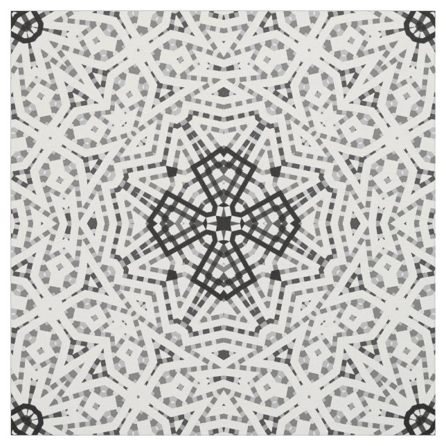 Black and white openwork geometric pattern fabric (Swatch)
