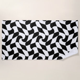 black and white optical art beach towel