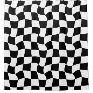 black and white optical art shower curtain